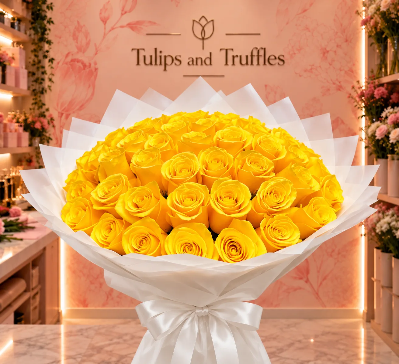 Fifty Sunlight Yellow Roses
