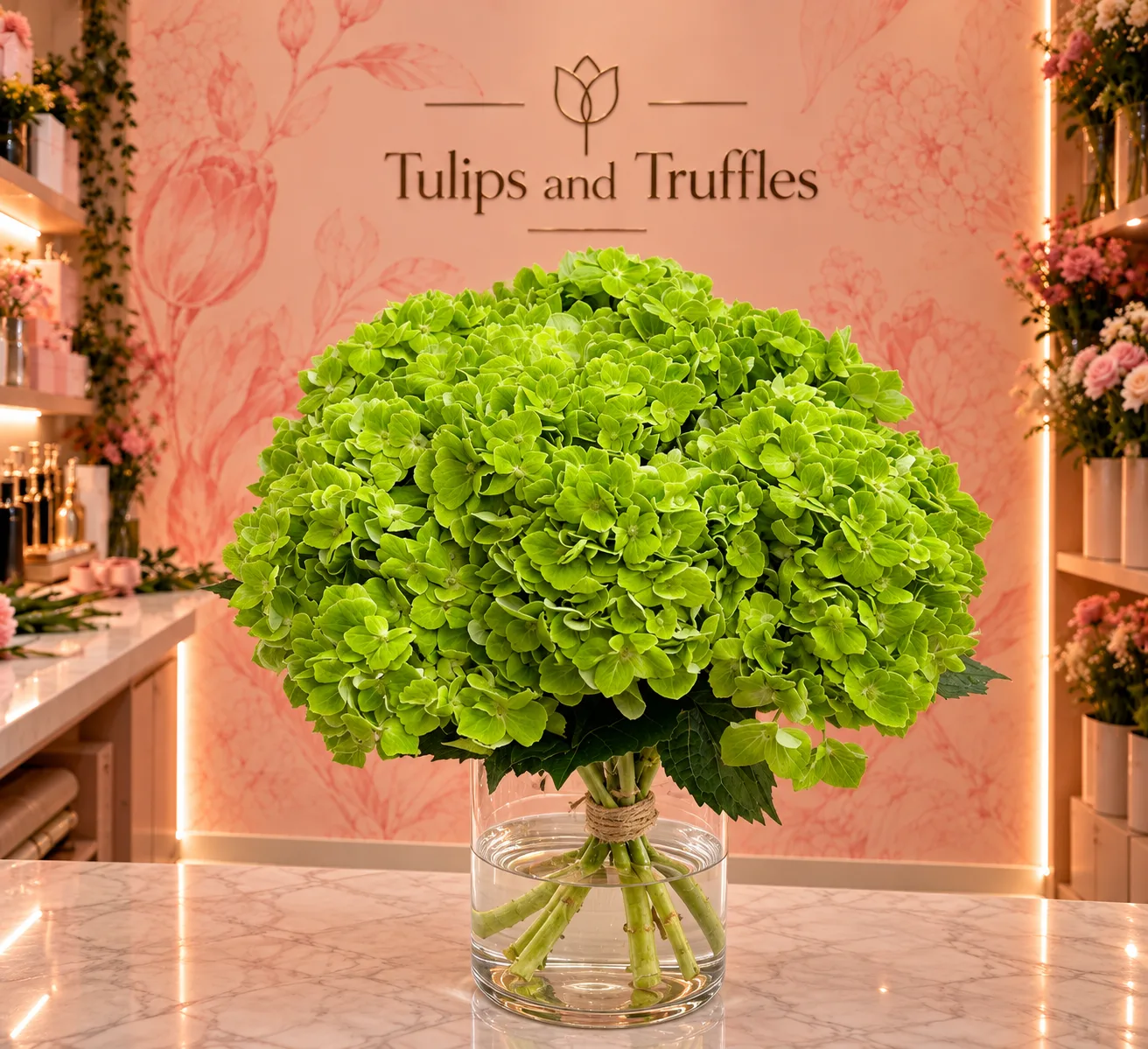 Lush Green Hydrangeas, Vased